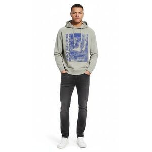 Versace Jeans Couture Ice Grey Cotton Mens Eagle Chain Print Hoodie